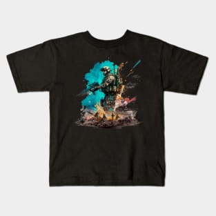 Soldier watercolor print Kids T-Shirt